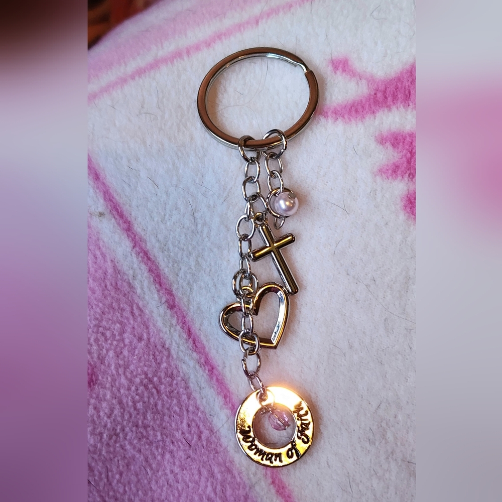 Woman of Faith Keychain Religious Charm